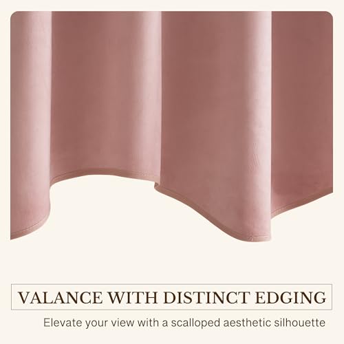 StangH 4-Panel Set Velvet Window Valance, 52x18 Inch, Dusty Rose - color: Dusty Rose, size: 52"W x 18"L (Pack of 4)