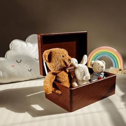 Creative Deco Large Brown Wooden Box Storage with Hinged Lid - color: Brown, size: L | Handles