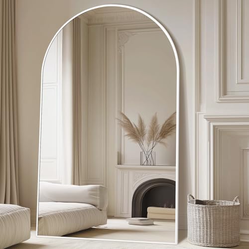 MELOMOIR 44"x72" Oversized Floor Mirror, Free Standing Leaning or Hanging, Suitable for Bedroom Living Room Home Gym Cloakroom, Thin Aluminum Frame, Tempered Glass, White - color: White, size: 72"L x 44"W