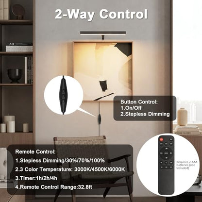 12" LED Picture Light Plug in, 4W Black Art Light - color: Black, size: 12 inch