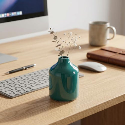 Sunddo Small Green Ceramic Bud Vase, 4 Inch - color: Dark Green, size: 4 inch