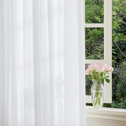 FMFUNCTEX White Sheer Curtains, 96 Inch, Rod Pocket, 2 Panels for Bedroom - color: White, size: 52"W x 96"L (Pack of 2)