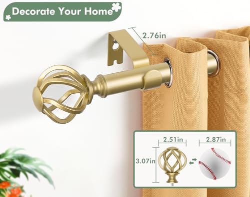 USFOOK Gold Curtain Rod 32 to 58, Window Treatment Rods with Brackets - color: Gold, size: 32-58"
