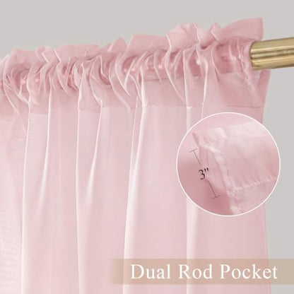 PONY DANCE 4 Panels Sheer Curtains 90 Inches Long, Blush Pink, W42 x L90 - color: Blush Pink, size: 42"W x 90"L (Pack of 4)