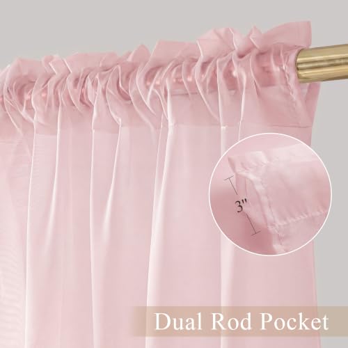 PONY DANCE 4 Panels Sheer Curtains 108 Inches Long, Blush Pink, W42 x L108 - color: Blush Pink, size: 42"W x 108"L (Pack of 4)