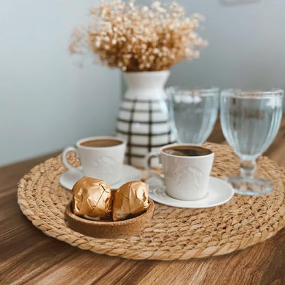 Round Woven Placemats Set of 8, 12 Inch Boho Farmhouse Rattan Placemats Rustic Braided Wicker Table Place Mats Chargers for Dinner Plates - size: 12 Inch Set of 8