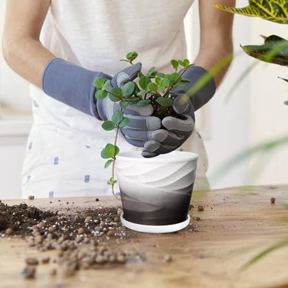 5 Inch Ceramic Plant Pots(5.5 in Diameter),Set of 4 - color: Dark Gray + White, size: 5.5 Inch-4 Pack