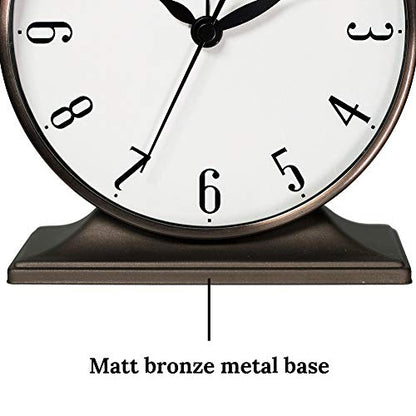 Presentime Lewis Mantel Alarm Clock - color: Bronze Finish, size: 5.5*5 inch