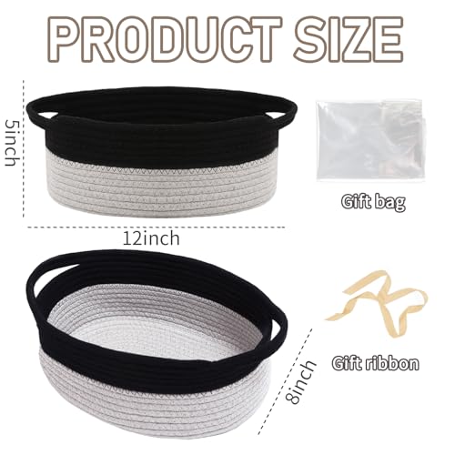JMvicyroam Small Woven Basket, Empty Gift Basket, Black&Grey/1 Pack - color: Black&Grey, size: 1 Pack