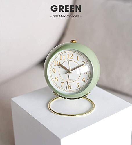 SHISEDECO Small Tableclock Classic Non-Ticking Tabletop Alarm Clock,Green ﻿ - color: Green