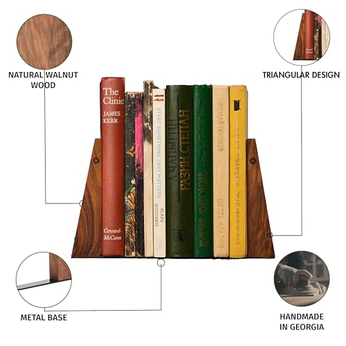TILISMA Wooden Bookends with Metal Base | Slick, Smart Design