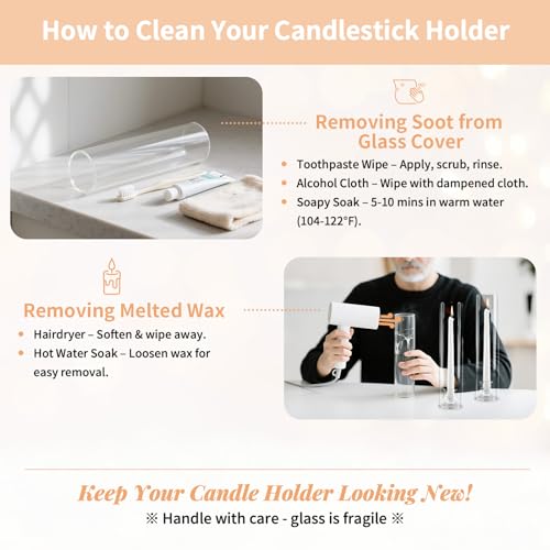 NUPTIO Hurricane Glass Candle Holders for Wedding - 12" H Set of 10