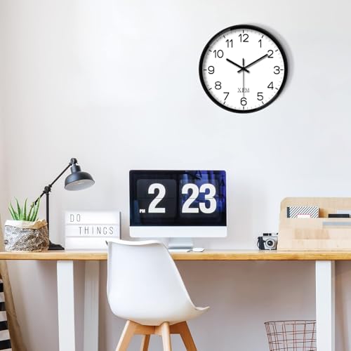 XFM 10 Inch Modern Small Wall Clocks Battery Operated Silent - color: Black, size: 10 Inch-1pcs