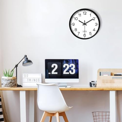XFM Black Silent Wall Clocks Battery Operated 14 Inch - color: Black, size: 14 Inch-1pcs