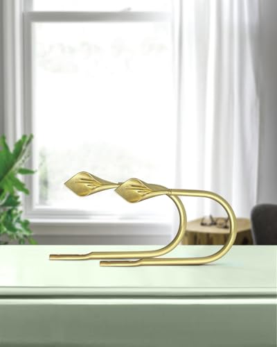 Gold Curtain Holdbacks 2 Pack, Calla Lily Metal Tiebacks Wall Mounted - Decorative Holders for Drapes & Curtains, Heavy Duty Pull Back Hooks (Gold) - color: Gold