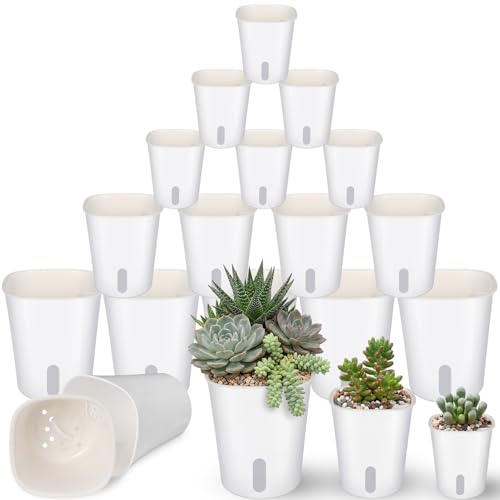 Ziliny 18 Pcs Self Watering Pots Plastic Plant 3 Sizes Flower Plant Pot with Inner White Flower Pots for Indoor House Plants Plastic Self Watering Pot for Herbs Flowers (S,M,L) - size: S,M,L