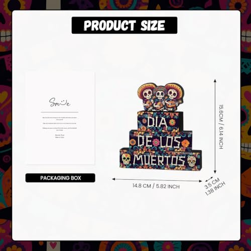 Smile Dia de los Muertos Wooden Block Decor - style: Muertos