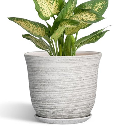 Ceramic Pots for Plants, 5.6 Inch Plant Pot with Drainage, Grey - color: Grey-white, size: 6 Inch