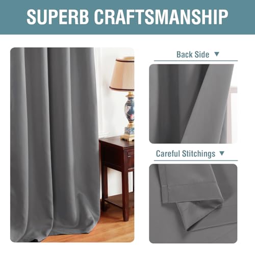 H.VERSAILTEX Blackout Curtain for Living Room Small Window Kitchen Blackout Curtains 45 inch Length Energy Saving Solid Grommet Blackout Drape, One Panel, Bluish Gray, 52" W x 45" L - color: Bluish Gray, size: 52"W x 45"L (Pack of 1)