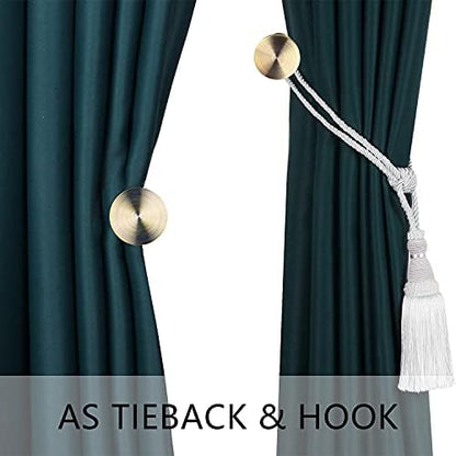 BEL AVENIR 2 Pack Curtain Holdbacks Metal Round Medallion Drapery Tiebacks Wall Hooks Modern Simple Style Home Decor with 2pcs Screws (Bronze) - color: Bronze