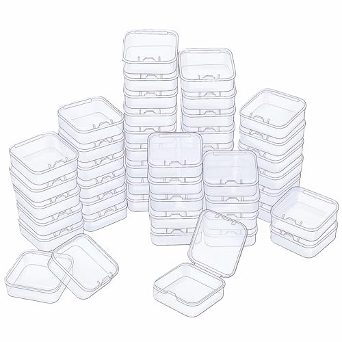 LJY 48 Clear Square Plastic Boxes, 53 x 53 x 20 mm for Beads - color: Transparent, size: Single Size (2.1 x 2.1 x 0.8 inch)