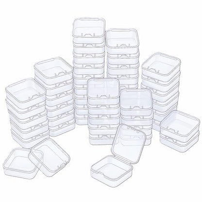 LJY 48 Clear Square Plastic Boxes, 53 x 53 x 20 mm for Beads - color: Transparent, size: Single Size (2.1 x 2.1 x 0.8 inch)