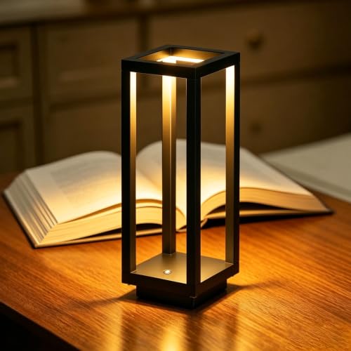 Cordless Table Lamp,Outdoor Rechargeable Table Lamp Waterproof Battery - color: Black-1
