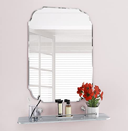 KOHROS Silver Bathroom Mirror 18" x 24" Frameless Rectangle Beveled Edge Bathroom Vanity Mirror for Over Sink, Wall Mirror for Small Bathroom Vanity Bedroom Hanging Horizontally or Vertically - color: Silver, size: 18"L x 24"W