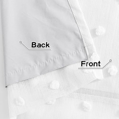 MYSKY HOME Blackout Curtains for Kids Bedroom 100% Light Block Out Thermal Insulated Curtain 72 Inches Grommet Room Darkening Curtains Privacy Window Drapes with White Pom Pom Sheers?2 PCS, 50" x 72" - color: White Pom Pom, size: 50"W x 72"L (Pack of 2)