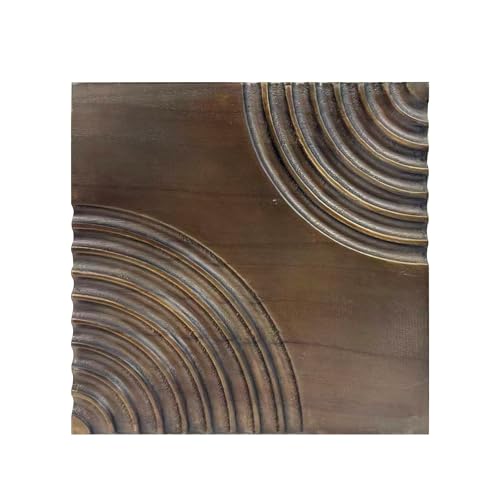 Musanpou Wood Textured 3D Wall Art - Modern Minimalist Carved Wood Wall Decor, Rustic Geometric Wave Relief Sculpture for Living Room, Bedroom, Office, Neutral Boho Home Decor11.8x11.8 inch (brown) - color: brown