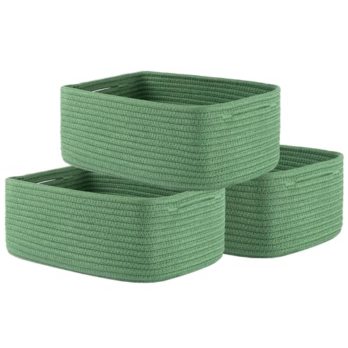 KALLAX Small Woven Storage Basket for Organizing, 13.5x9.5x5 inches, 3 Pack - color: Green, size: 13.5"L x 9.5"W x 5"H