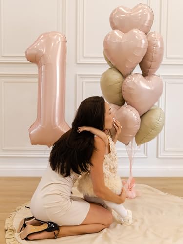 Baby Pink Heart Foil Balloons,12Pcs 18Inch Heart Shaped Balloons - color: Baby Pink