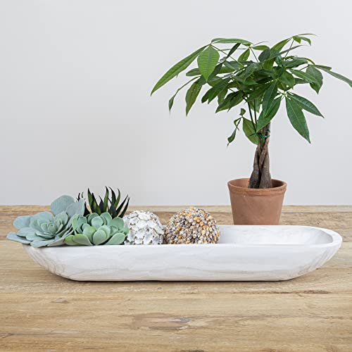 Creative Co-Op Decorative Paulownia Wood Tray, White - color: White, size: 22.75" L