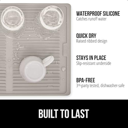 GORILLA GRIP Patented BPA-Free Silicone Dish Drying Mat, 18x16, Almond - color: Almond, size: 18" x 16", style: Silicone