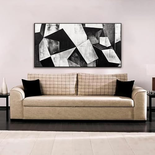 Framed Black And White Abstract Canvas Wall Art For Living Room 24 X 48 - color: Ink Black, size: 48"L x 24"W