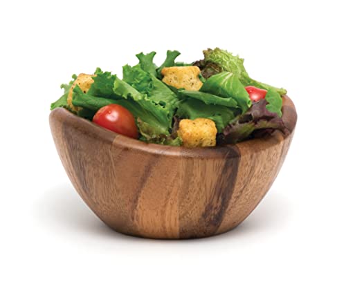 Lipper International Acacia Wave Serving Bowl for Fruits or Salads, Small, 6" Diameter x 3" Height, Single Bowl - size: 6 inches (D) x 3 inches (H)