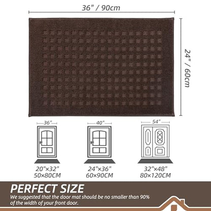 BEQHAUSE Dirt Trapper Door Mats 24"x36", Non Slip Washable, Dark Brown - color: Dark Brown, size: 24" X 36" (Rectangular)