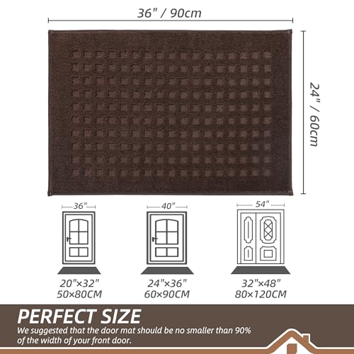 BEQHAUSE Dirt Trapper Door Mats 24"x36", Non Slip Washable, Dark Brown - color: Dark Brown, size: 24" X 36" (Rectangular)