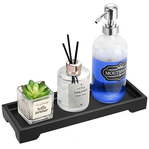 Luxspire Marble Tray for Soap Dispenser Perfume Jewelry, S, Marble Black - color: C - Black, style: Small