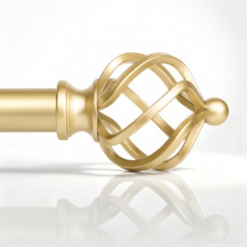 1" Farmhouse Heavy Duty Curtain Rods for Windows,Adjust 72-150",Gold - color: Brass Gold, size: 72-150 Inch & 1 Pack