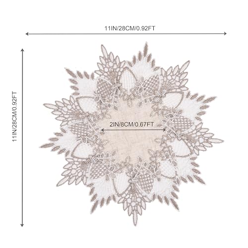 Natural Linen Doily 11" Round Beige Lace Coffee Small Table Topper - color: Natural, size: 11” Round
