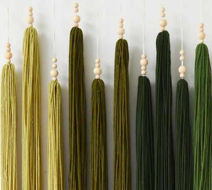 Macrame Wall Hanging Large Geometric Handmade Beaded Tassel Decor 39"W*45"L - color: Green1