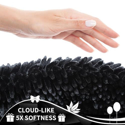 Yimobra Chenille Black Bathroom Rug, Ultra Soft Non Slip Bath Mat, 24 x 17 - color: Black, size: 24" X 17"