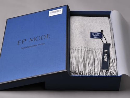 EP Mode 100% Pure Cashmere Throw Blanket for Sofa, Lt. Heather Grey - color: Lt. Heather Grey