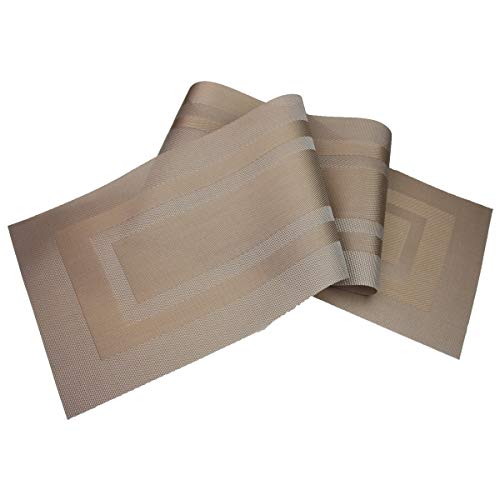 PIGCHCY 72 inches Table Runner,Table Centerpiece, Heat Resistant Vinyl Woven Washable Table Mats Sets (Champagne) - color: Box: Champagne, size: 1 Table Runner