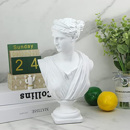 Norrclp 12.5in Greek Statue of Diana, Classic Roman Head Bust - color: Anna-12.5in