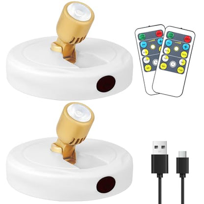 Rechargeable Spotlight, Battery Operated Picture Lights with Remote - color: chargeable White+G