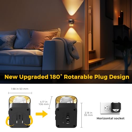 L LOHAS LED Night Light Projector, Night Lights Plug into Wall Light Sensor - color: Black