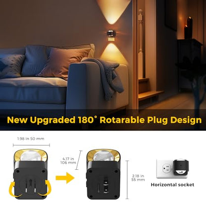 L LOHAS LED Night Light Projector, Night Lights Plug into Wall Light Sensor - color: Black