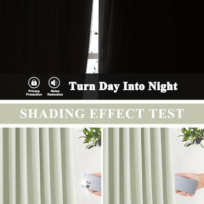Vision Home Soft Green Pinch Pleated Full Blackout Curtains Linen Blended Room Darkening Curtain Panels 72 inch for Living Room Bedroom Thermal Insulated Pinch Pleat Drapes with Hooks 40" Wx72 Lx2 - color: Soft Green, size: 40"W x 72"L (Pack of 2)
